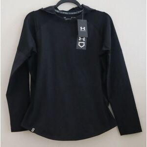 Under Armour 1374386-001 Women Sz S Black Hooded Loose Fit Softball Cage Jacket